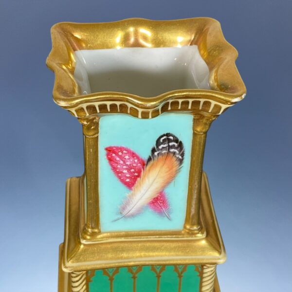Pair of C19th Minton 'Corinthian Vases' Painted with Feathers. - Image 5
