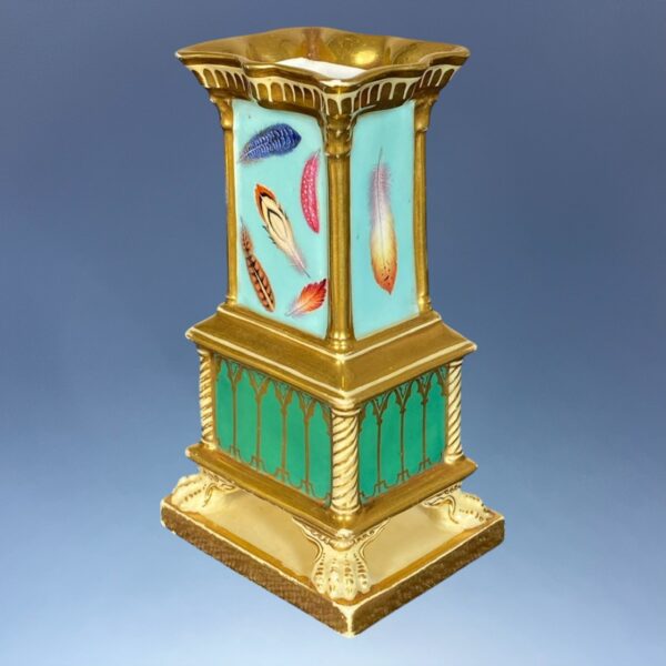 Pair of C19th Minton 'Corinthian Vases' Painted with Feathers. - Image 7