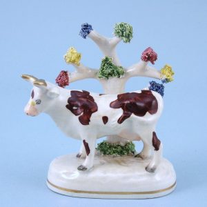 Staffordshire Porcelain Cow with Bocage