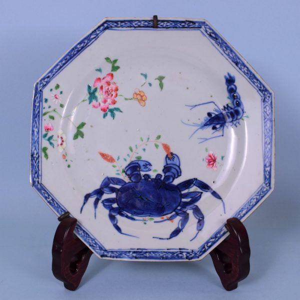 Chinese Export Porcelain Plate with Crab & Shrimp