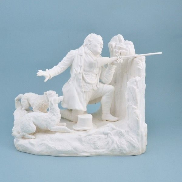 Minton biscuit porcelain figure 'The Keeper Going Around his Traps'