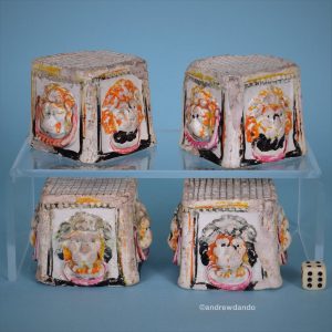 Staffordshire Pottery Lions mask Furniture Rests.