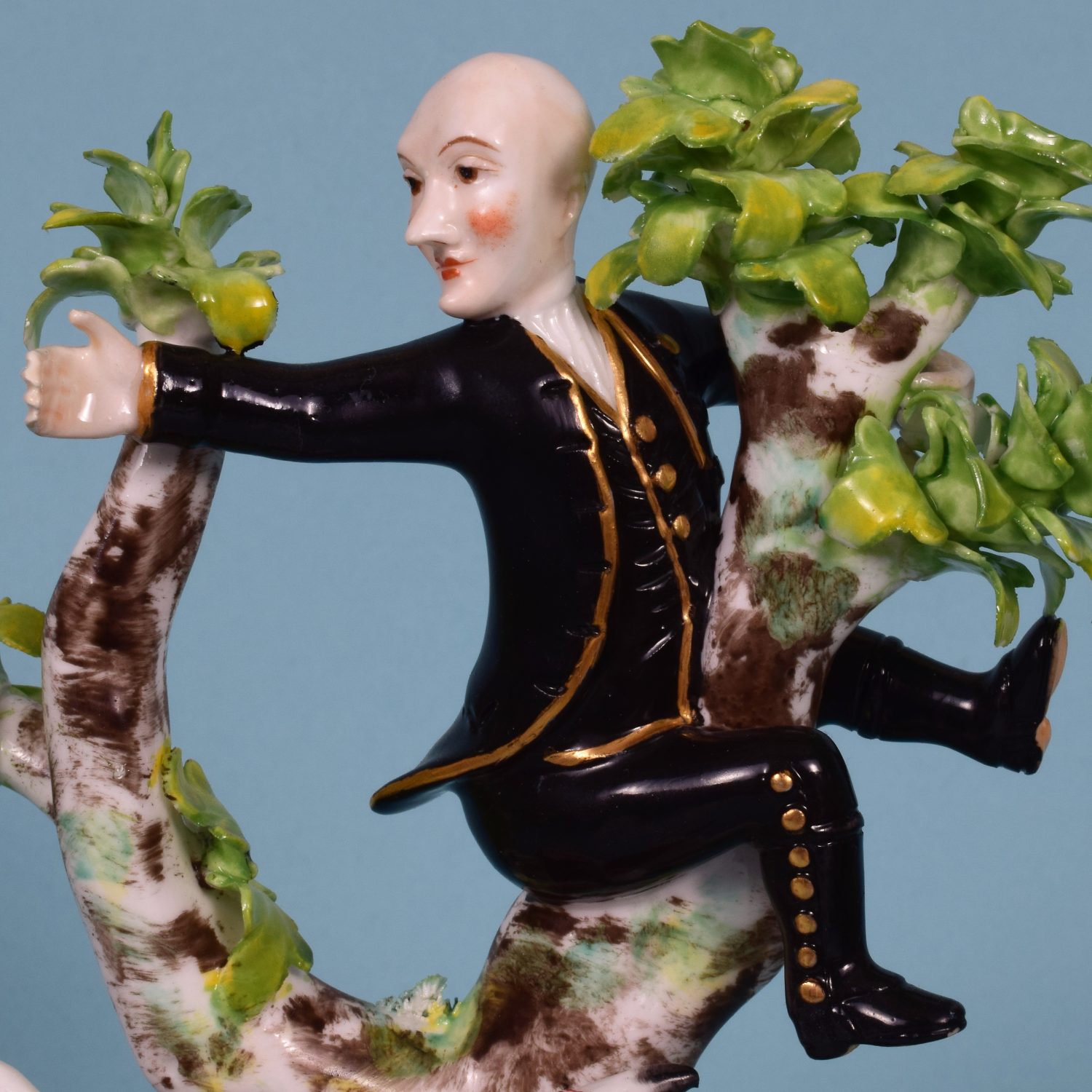Derby Porcelain Group of Dr Syntax Pursued by a Bull.