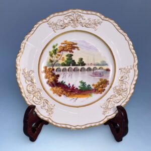 C19th Minton Plate with Unusual Steamship Scene.