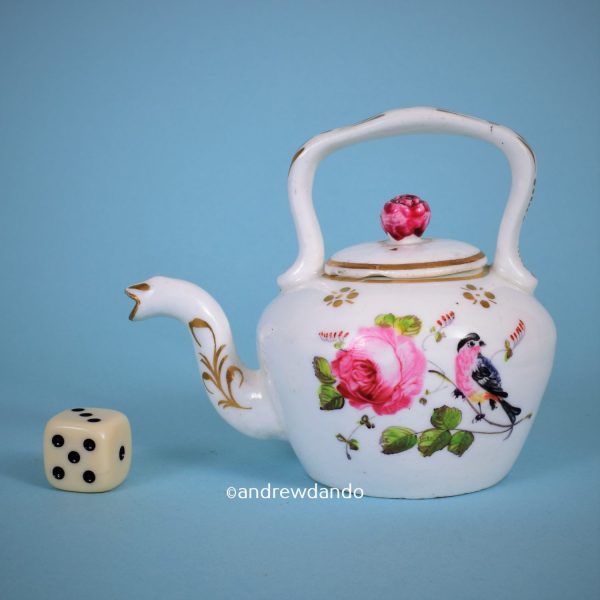 English Porcelain Miniature Tea Kettle.