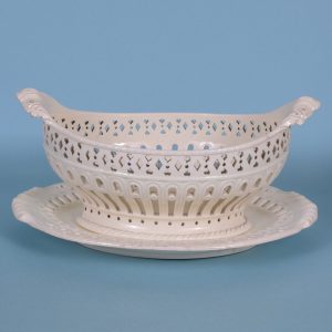 Creamware Basket & Stand.