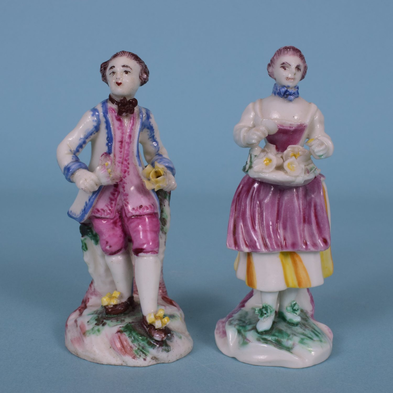 Pair of Mennecy Miniature Figures, c1755-60