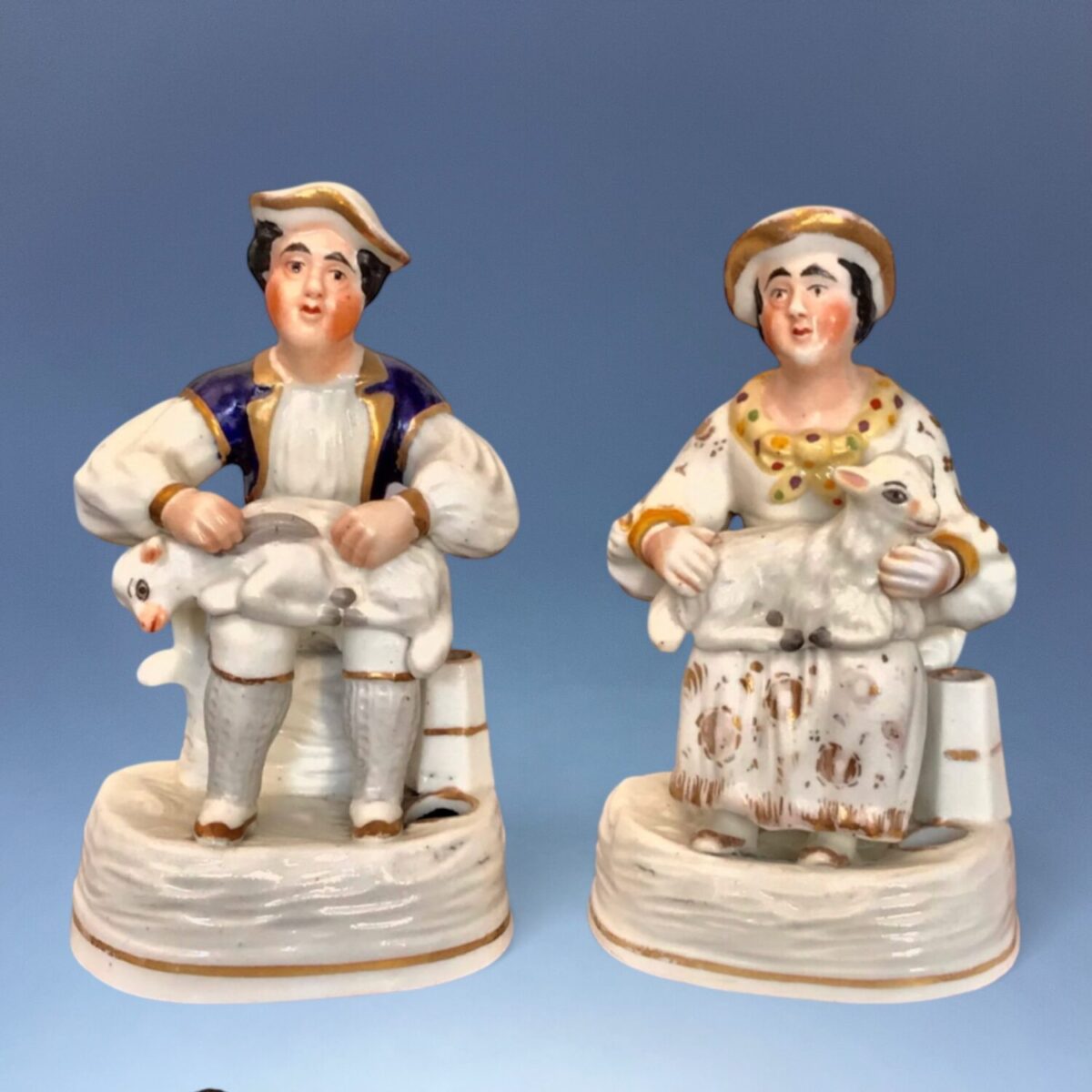 Pair of Staffordshire Figures of Sheep Shearer & Shepherdess