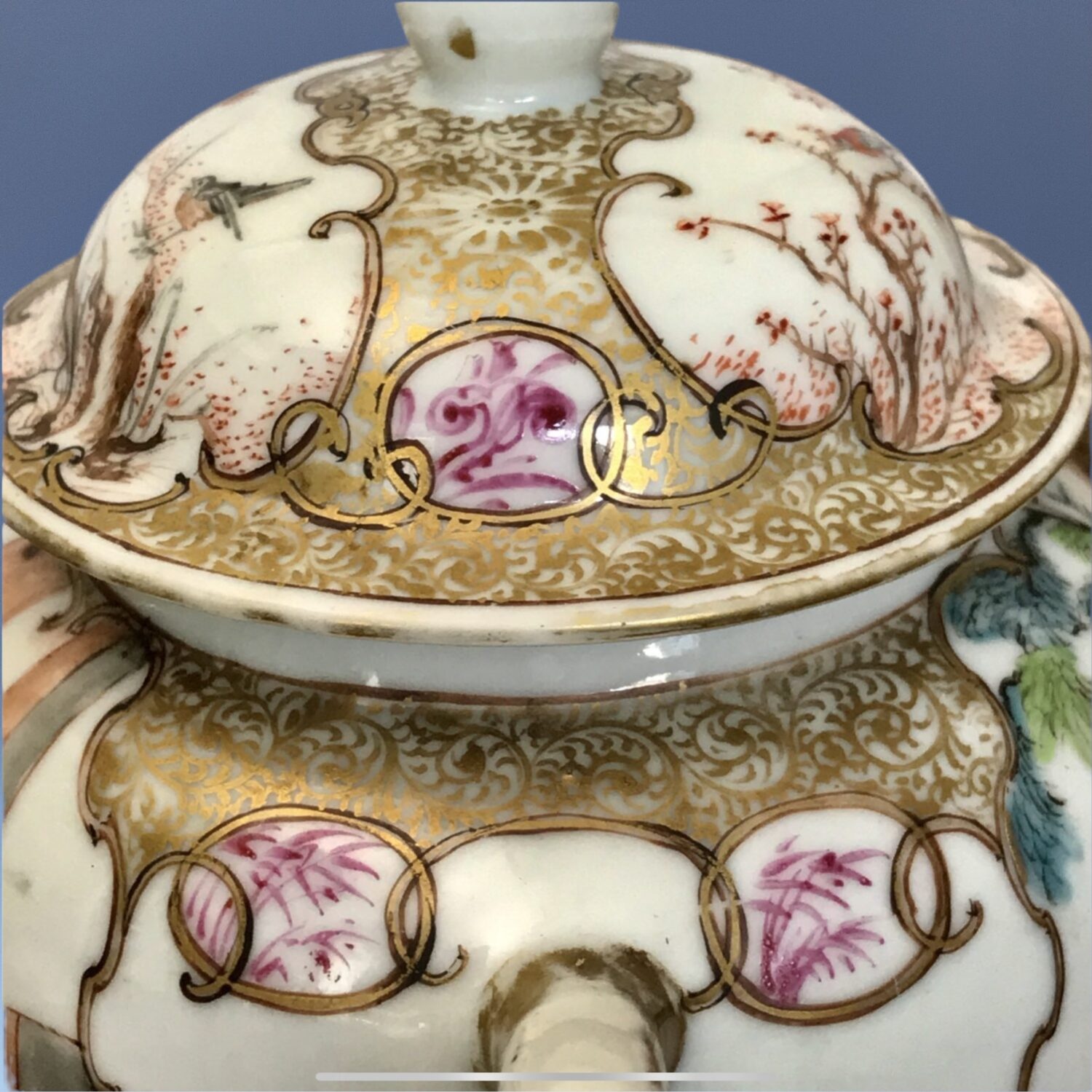 Chinese Porcelain 'Mandarin' Teapot with ‘Make-Do’ Repair. - Image 2