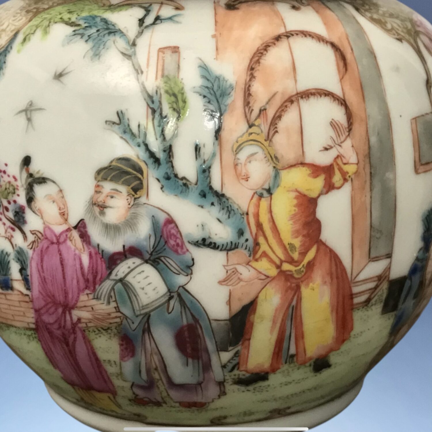 Chinese Porcelain 'Mandarin' Teapot with ‘Make-Do’ Repair. - Image 10