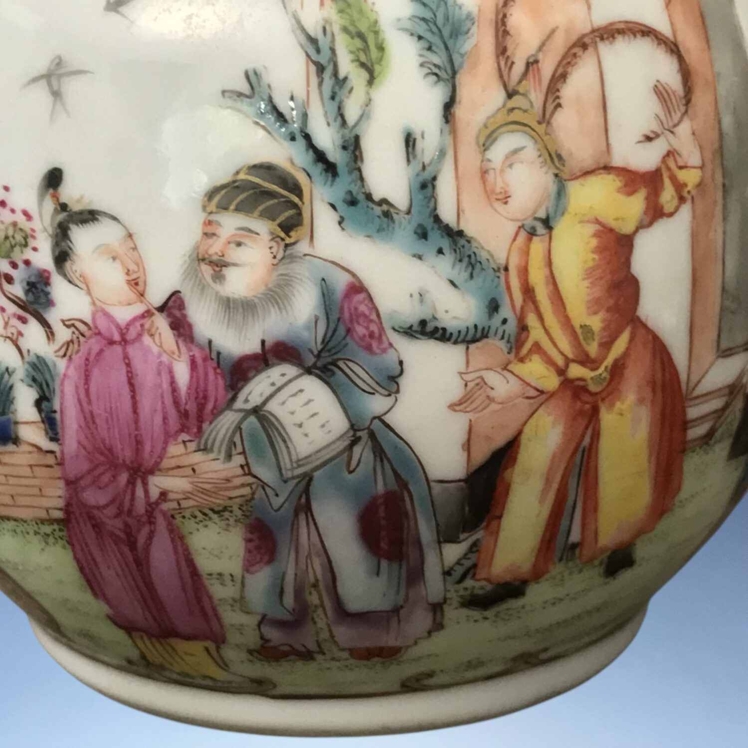 Chinese Porcelain 'Mandarin' Teapot with ‘Make-Do’ Repair. - Image 11