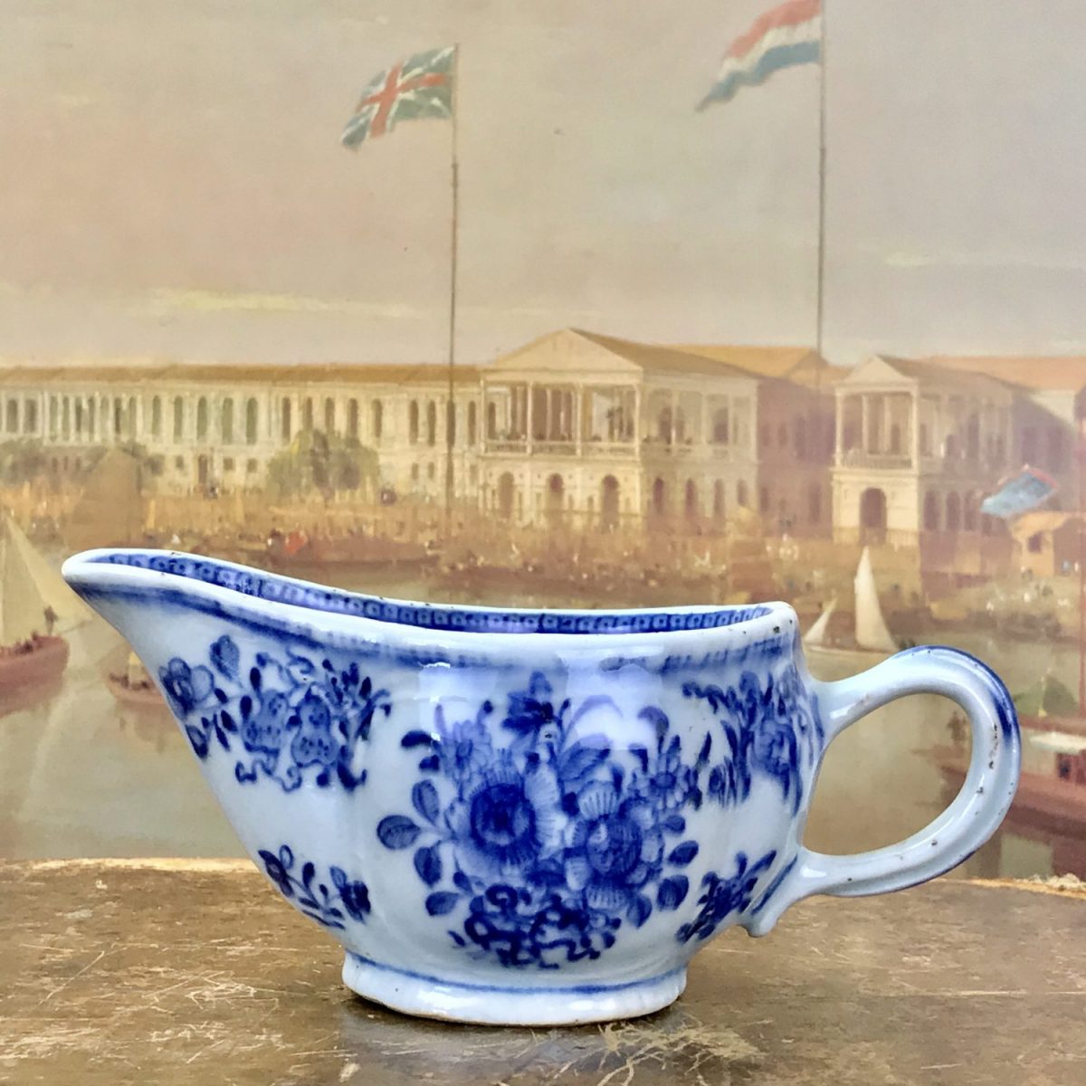 Chinese Export Porcelain Blue & White Sauceboat (a)
