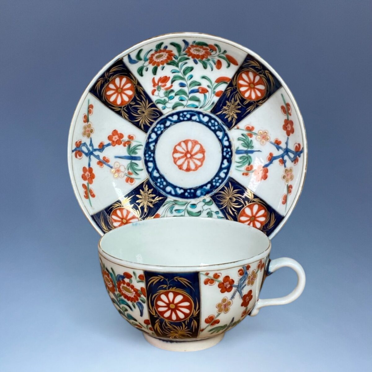 Antique Worcester Porcelain Kakiemon Style Tea Cup & Saucer