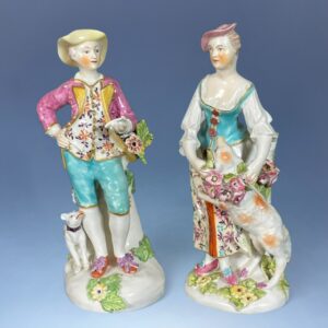 Pair of C18th Derby Figures - 'The Garland Shepherds'