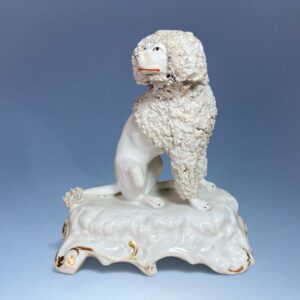 C19th Staffordshire Porcelain Seated Poodle