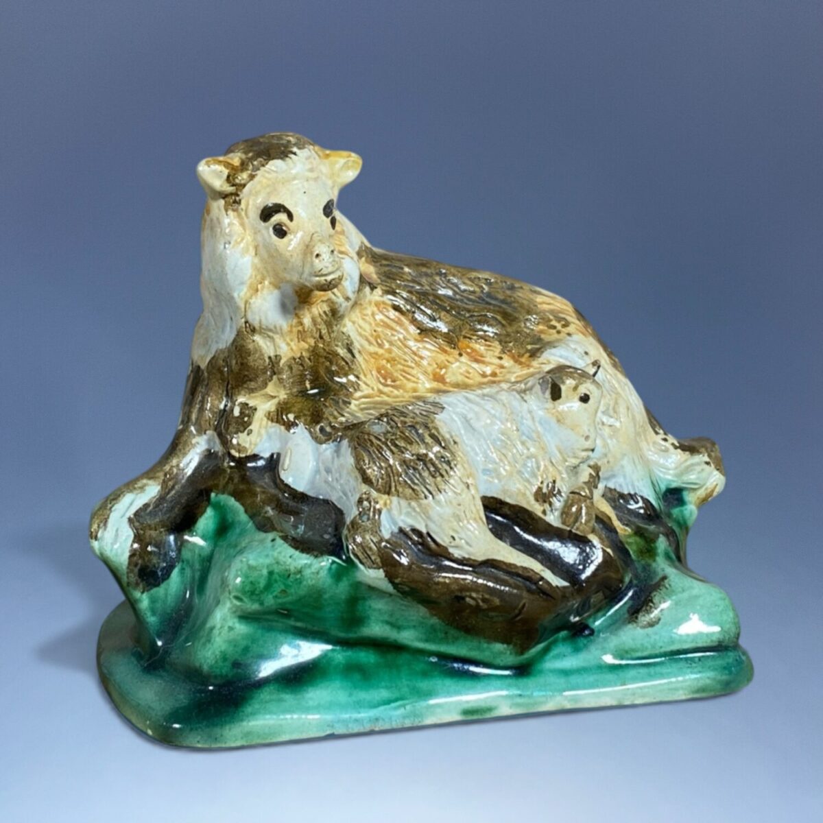 Early Staffordshire Pottery Ewe & Lamb.