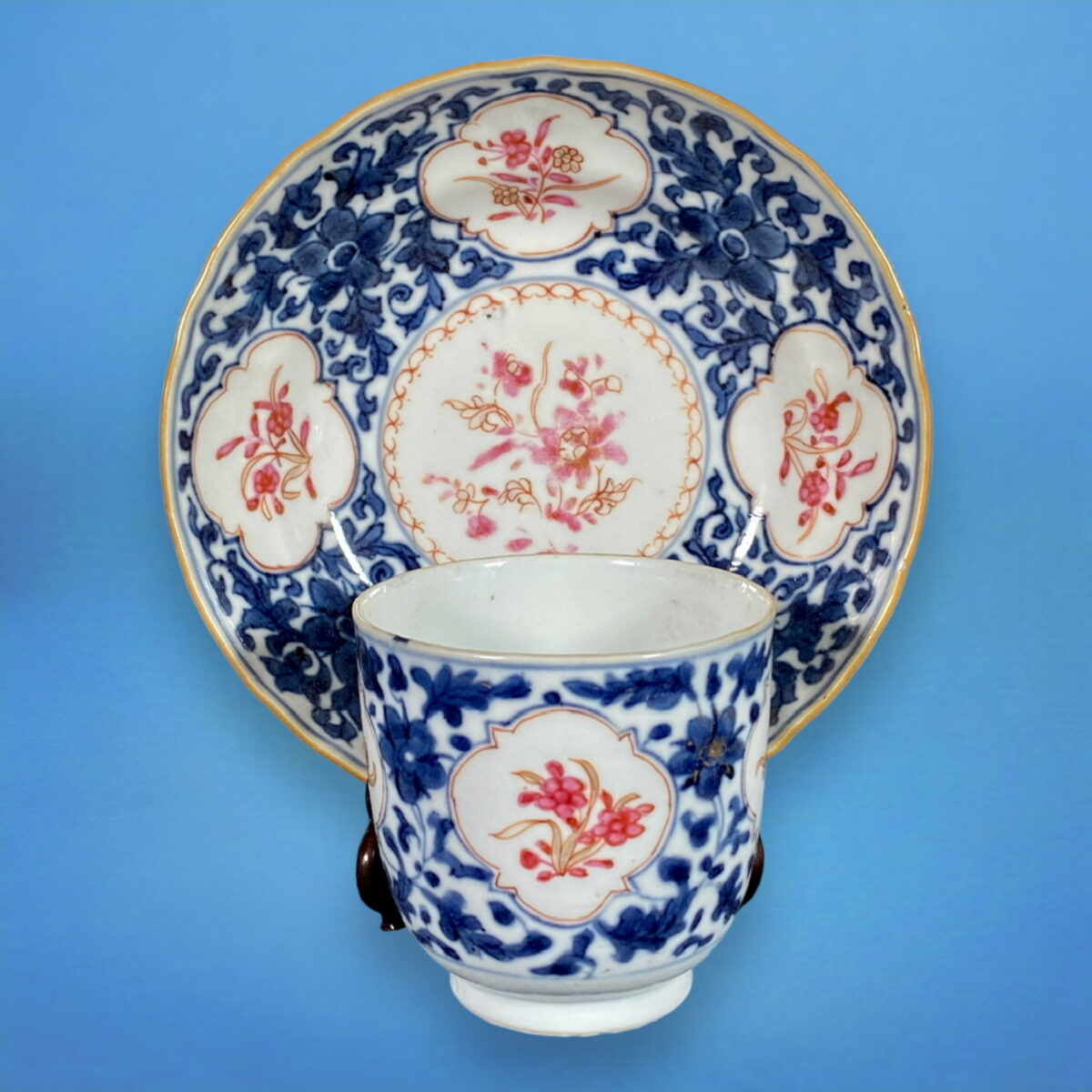 C18th Chinese Export Porcelain Beaker & Saucer.