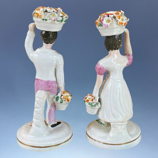 Pair of C19th Staffordshire Porcelain Figures of Flower Sellers. - Image 10