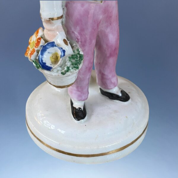 Pair of C19th Staffordshire Porcelain Figures of Flower Sellers. - Image 9