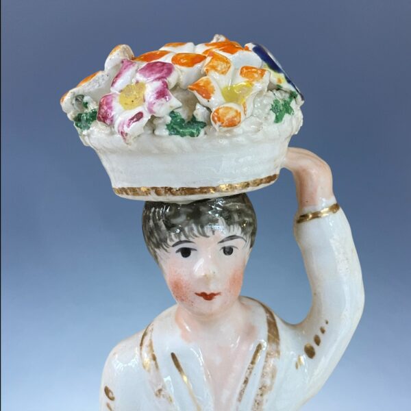 Pair of C19th Staffordshire Porcelain Figures of Flower Sellers. - Image 7