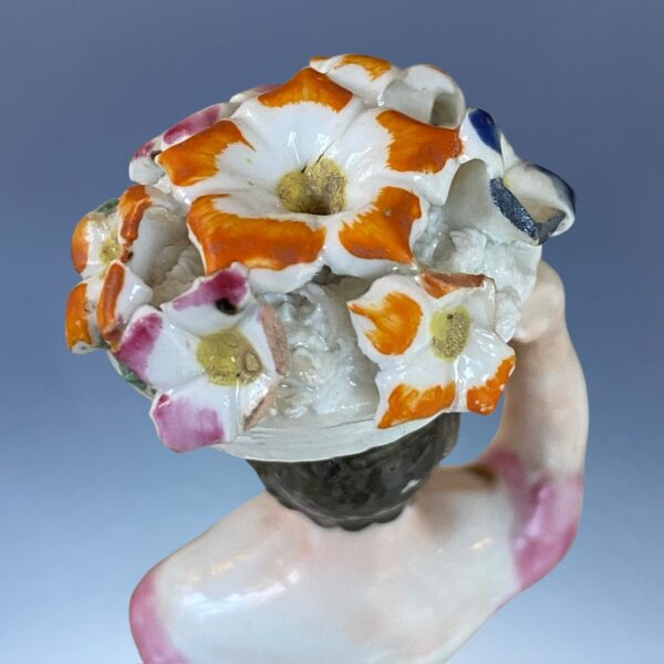 Pair of C19th Staffordshire Porcelain Figures of Flower Sellers. - Image 4