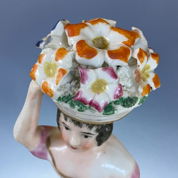 Pair of C19th Staffordshire Porcelain Figures of Flower Sellers. - Image 3