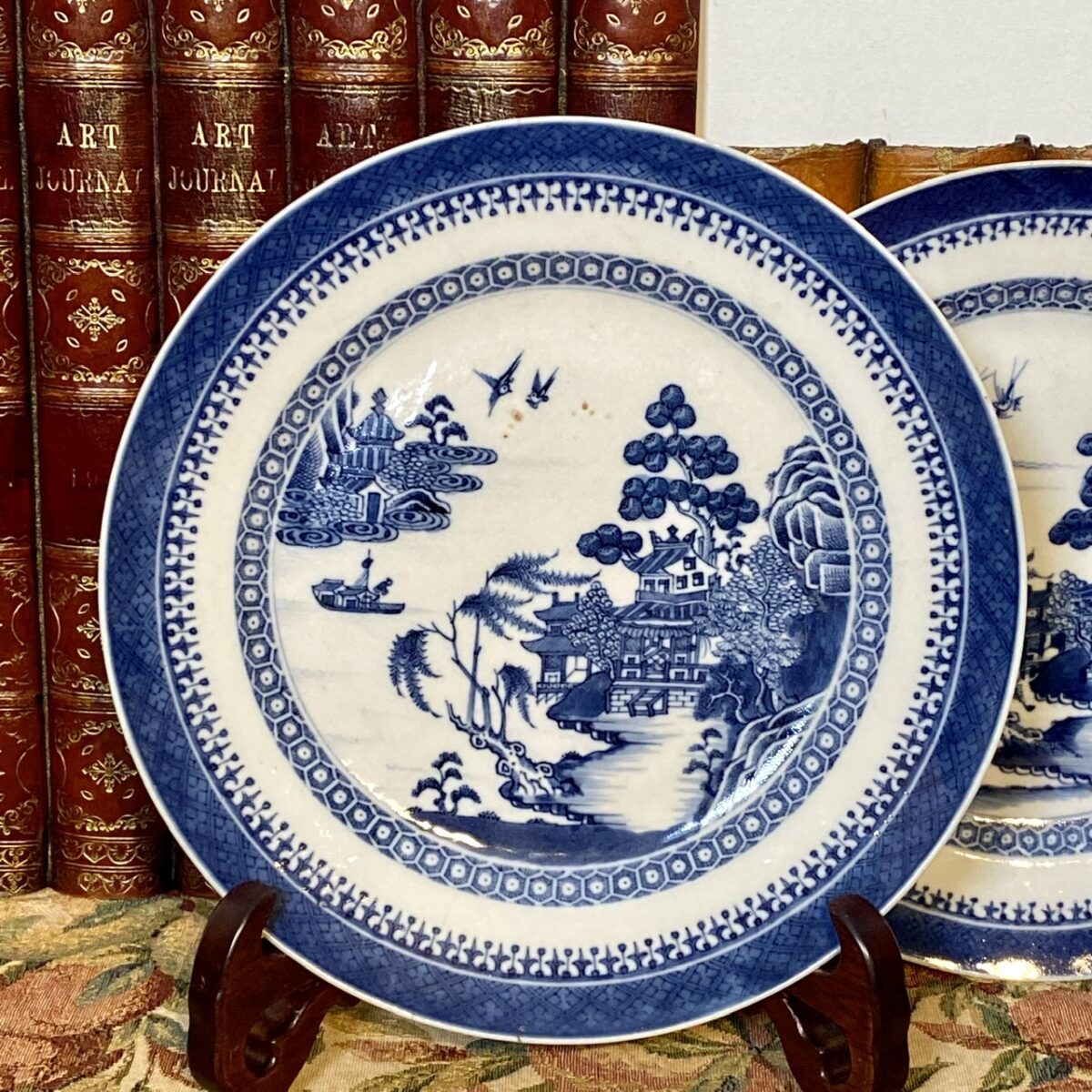 Pair of Chinese Export Porcelain Blue & White Plates.