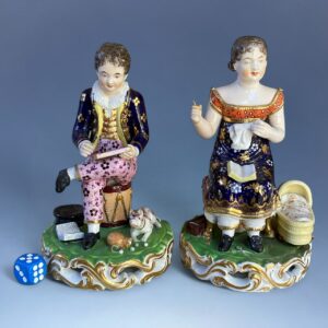 Pair of Bloor Derby Figures - Industrious Children.