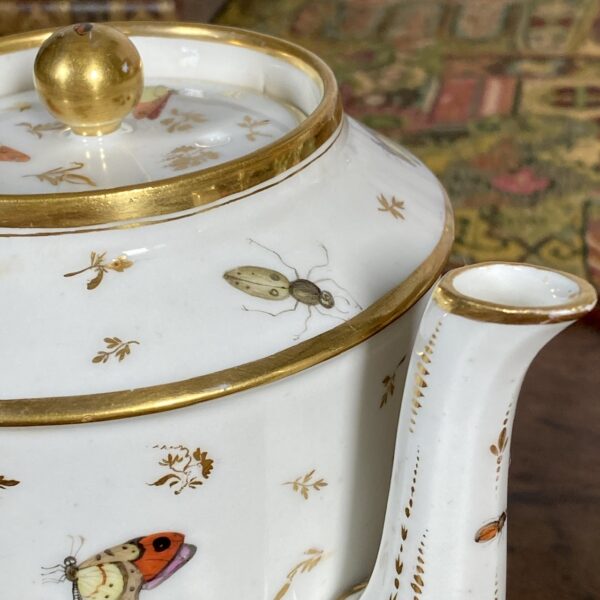 Paris Porcelain Teapot Painted With Insects, c1790 - Image 4