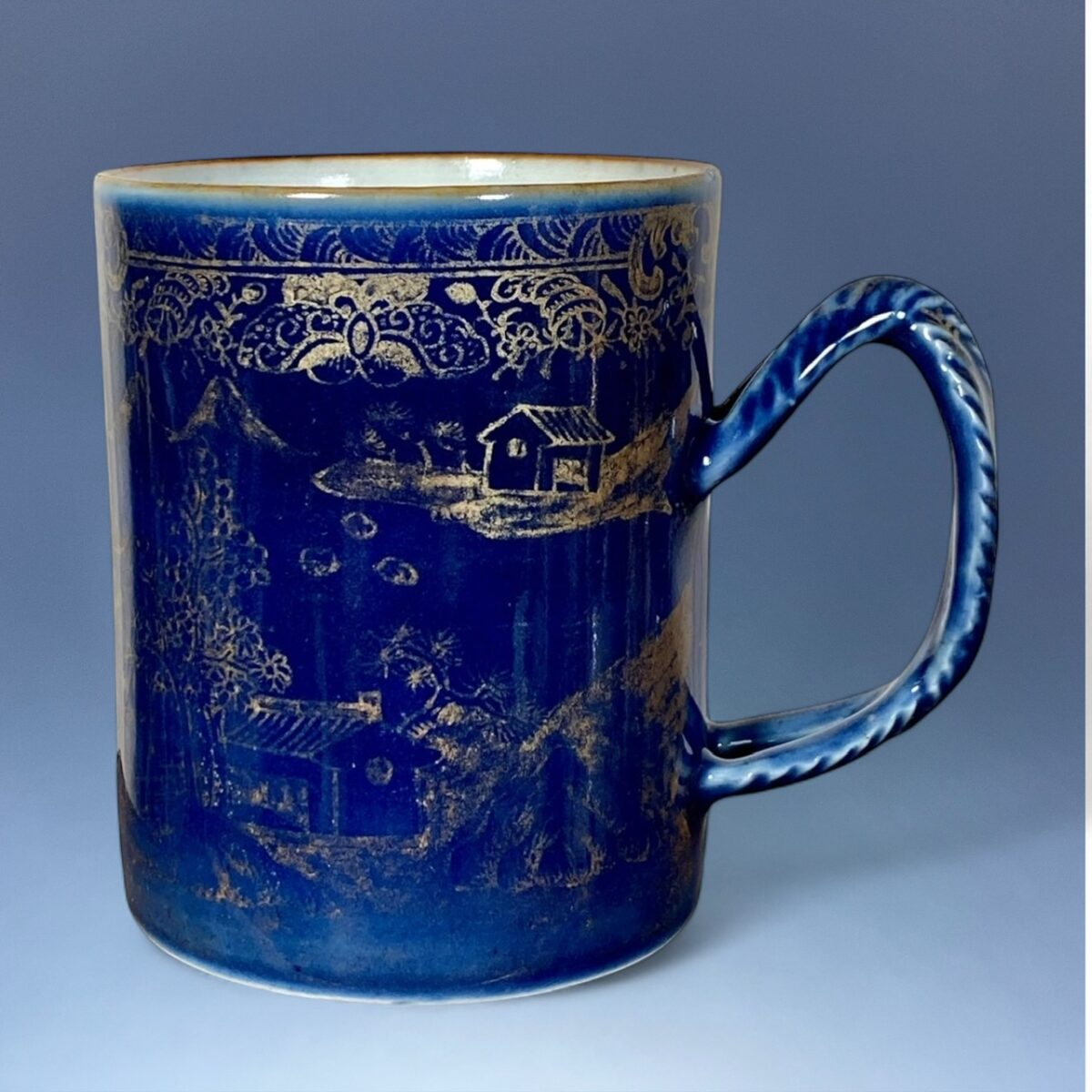 Chinese Export Powder Blue Mug.