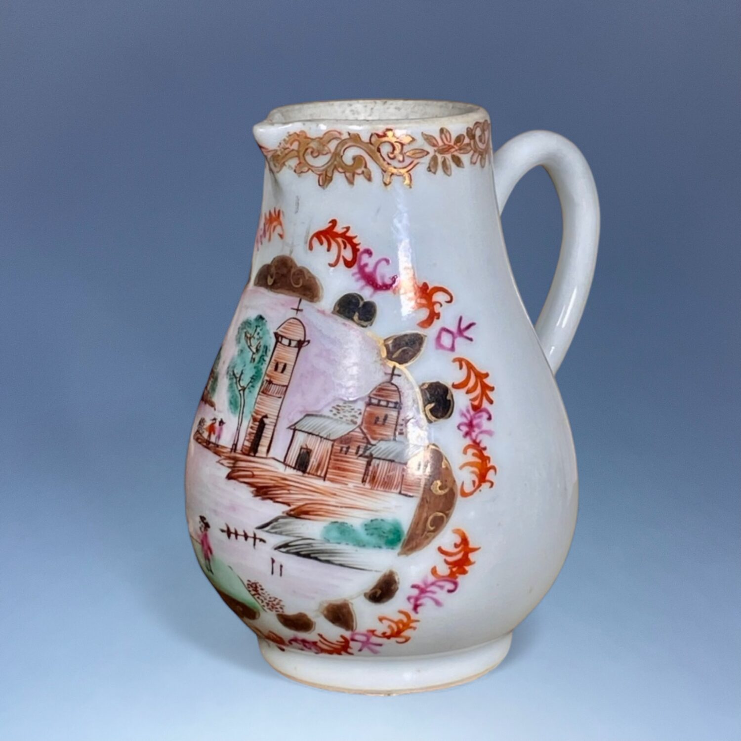 Chinese Export Porcelain Cream Jug - Meissen Style Decoration.