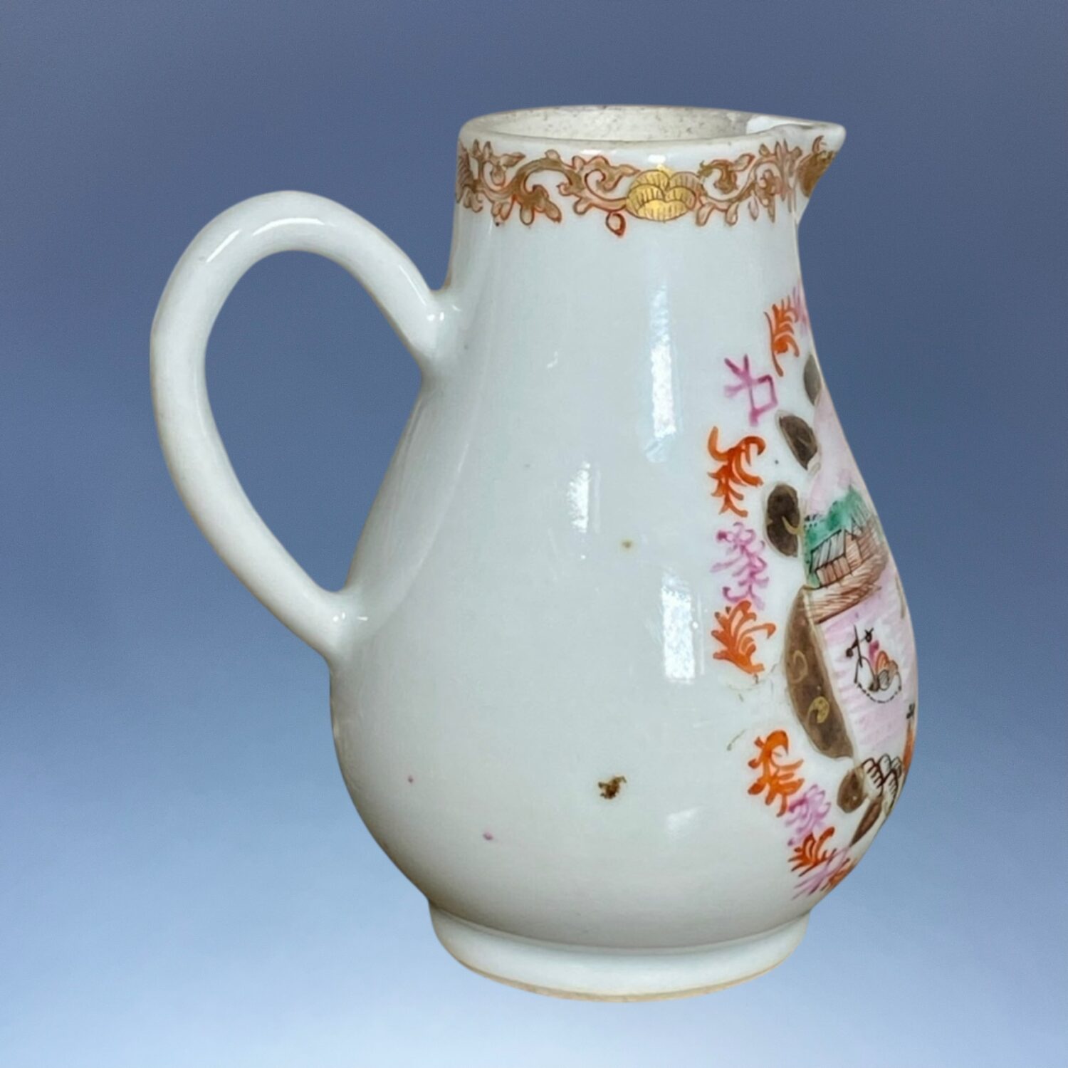 Chinese Export Porcelain Cream Jug - Meissen Style Decoration. - Image 7