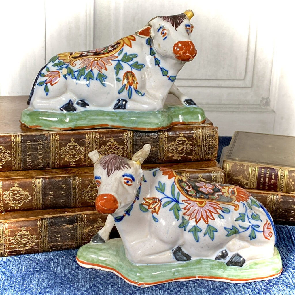 Pair of Delft Style Cows – – Andrew Dando – Antique Pottery & Porcelain ...