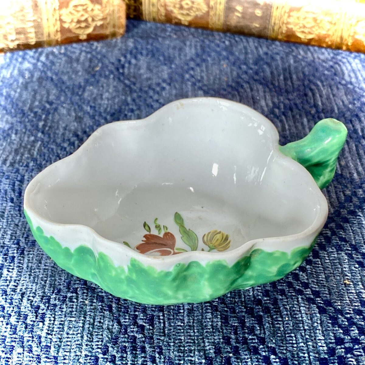 18th Century Italian Porcelain Leaf Shape Butter Boat