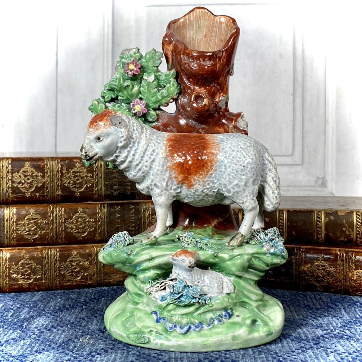 Early Staffordshire Ewe & Lamb Spill Holder by John Walton. (af)
