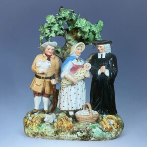Old Crown Derby Porcelain 'Tithe Pig Story' Figure Group.