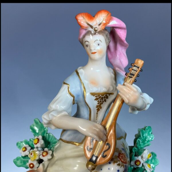 Pair of C18th Derby Shepherd Musician Figures. - Image 2