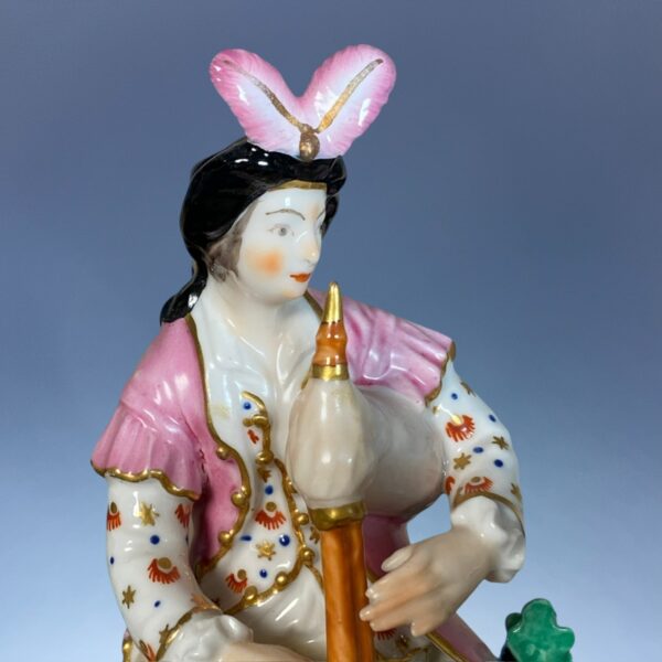 Pair of C18th Derby Shepherd Musician Figures. - Image 3