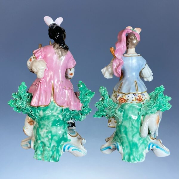 Pair of C18th Derby Shepherd Musician Figures. - Image 4