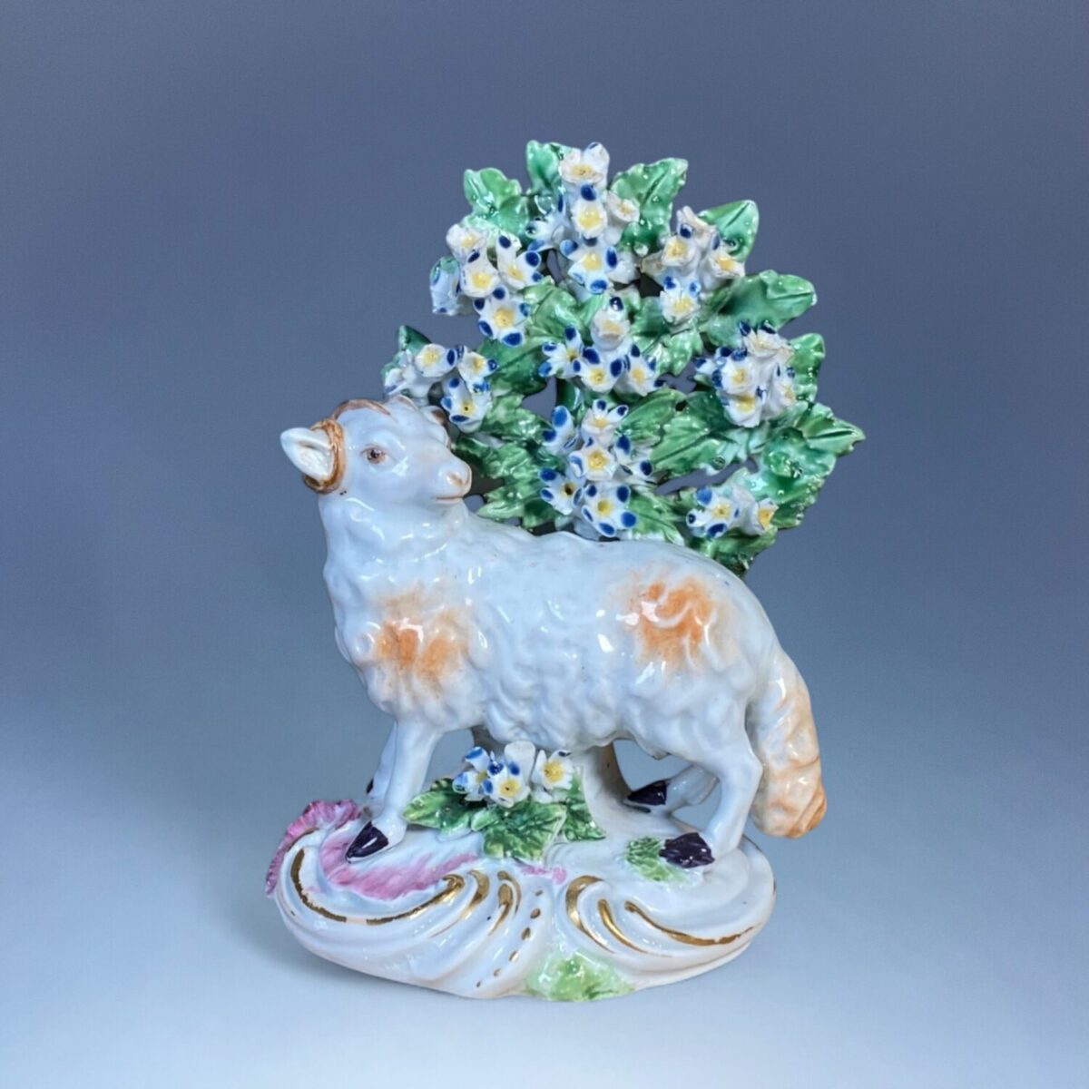 C18th Derby Porcelain Ram with Bocage