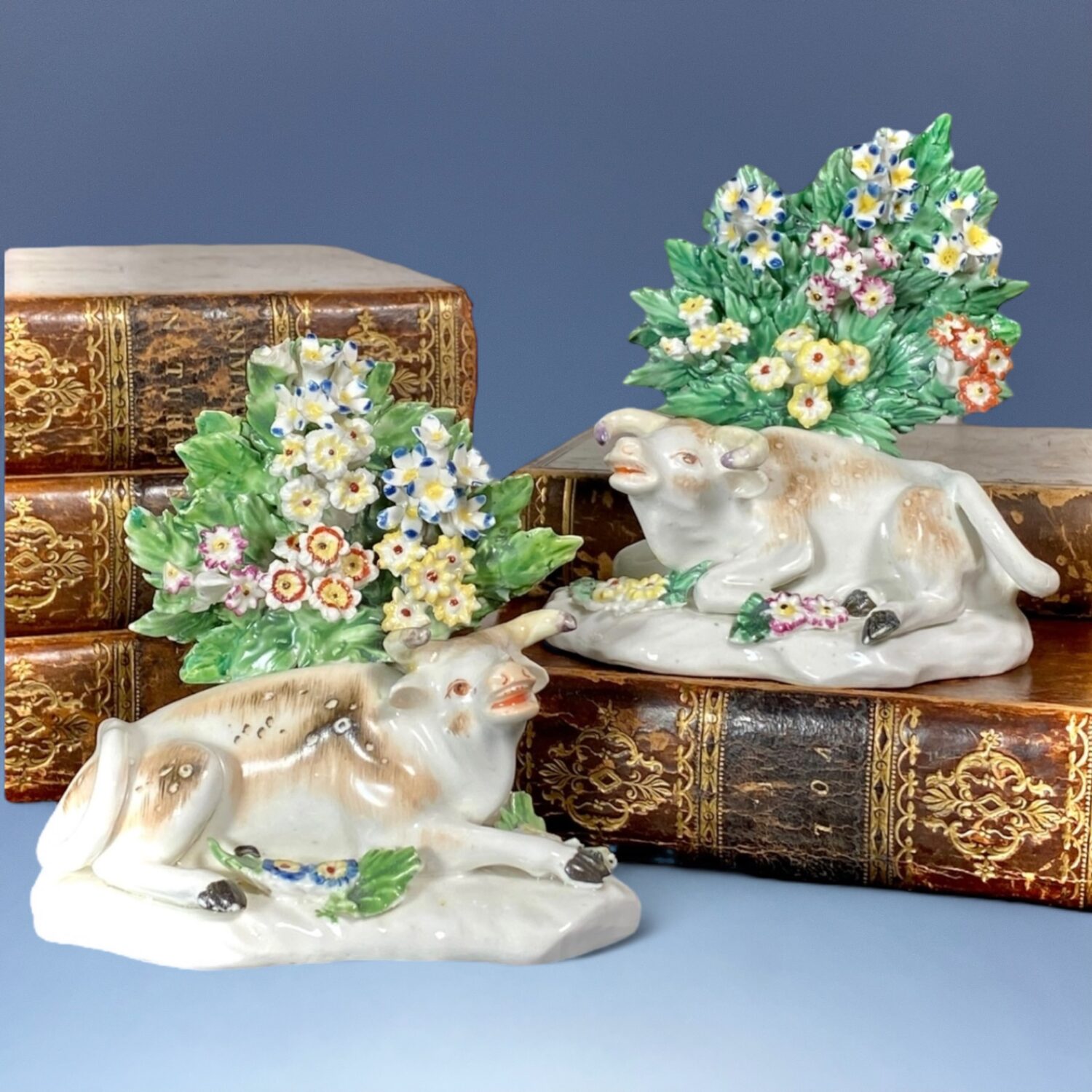 Pair of C18th Derby Porcelain Cows With Bocage - Image 9