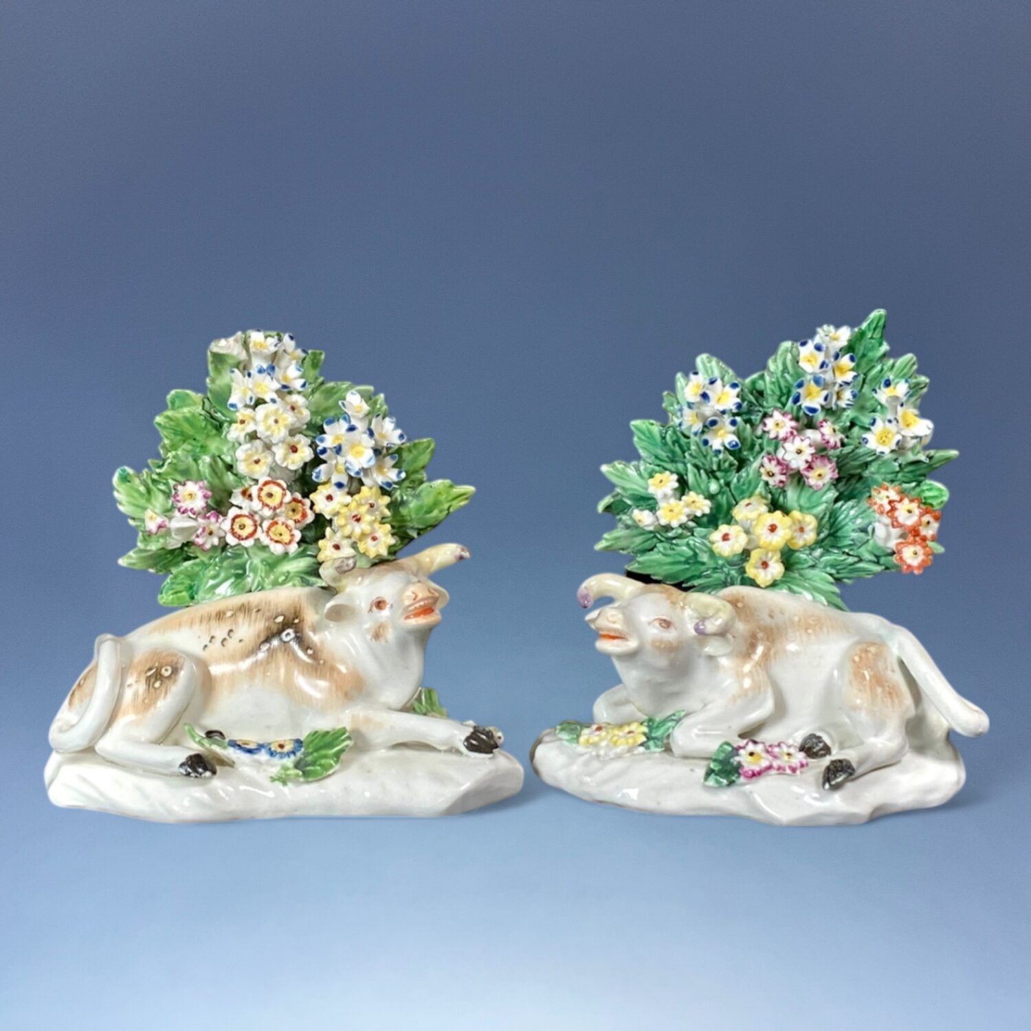 Pair of C18th Derby Porcelain Cows With Bocage - Image 10