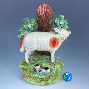 Antique Staffordshire Pottery Ram Spill Holder.