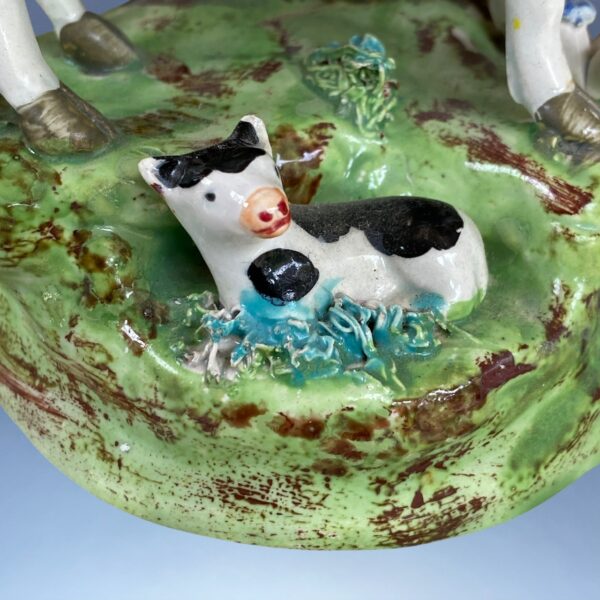 Antique Staffordshire Pottery Ram Spill Holder. - Image 8