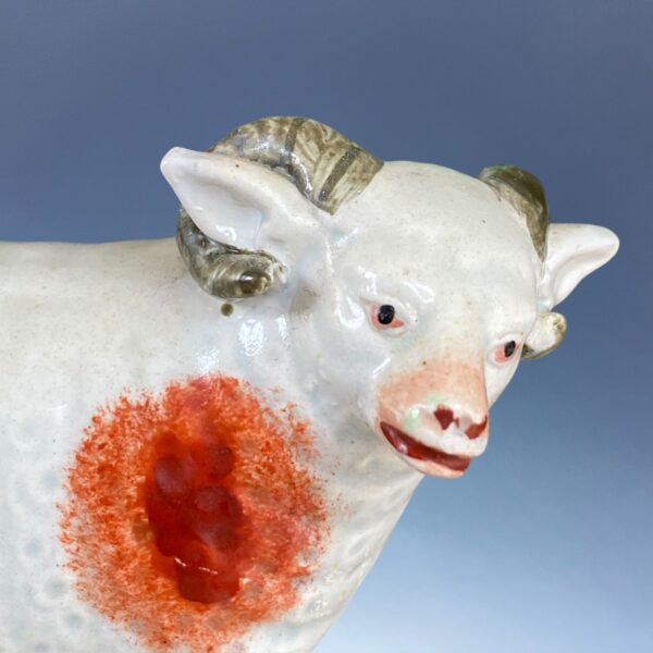 Antique Staffordshire Pottery Ram Spill Holder. - Image 5