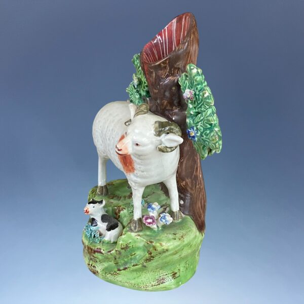 Antique Staffordshire Pottery Ram Spill Holder. - Image 3