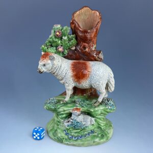 (Clearance) - Staffordshire Ewe & Lamb Spill Holder by Walton. (af)