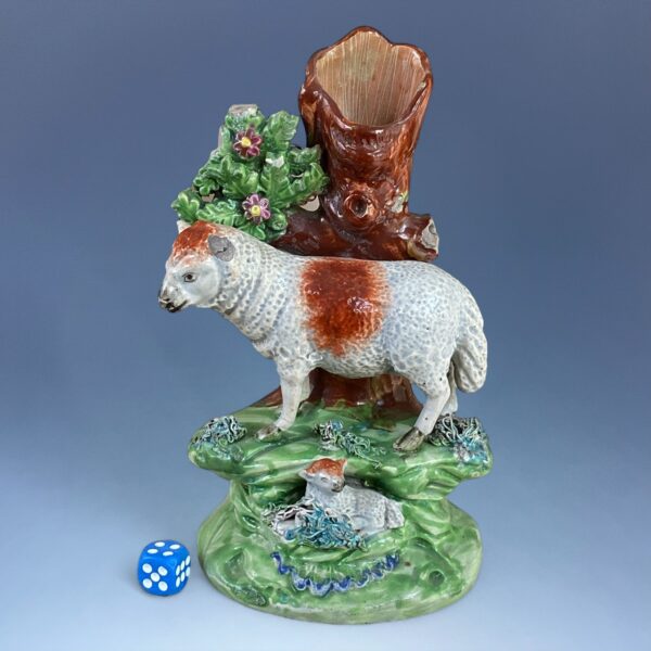 (Clearance) - Staffordshire Ewe & Lamb Spill Holder by Walton. (af)