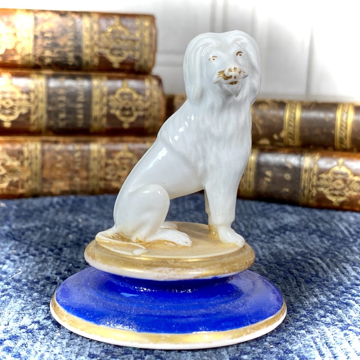 English Porcelain Model of a Dog on a Circular Base