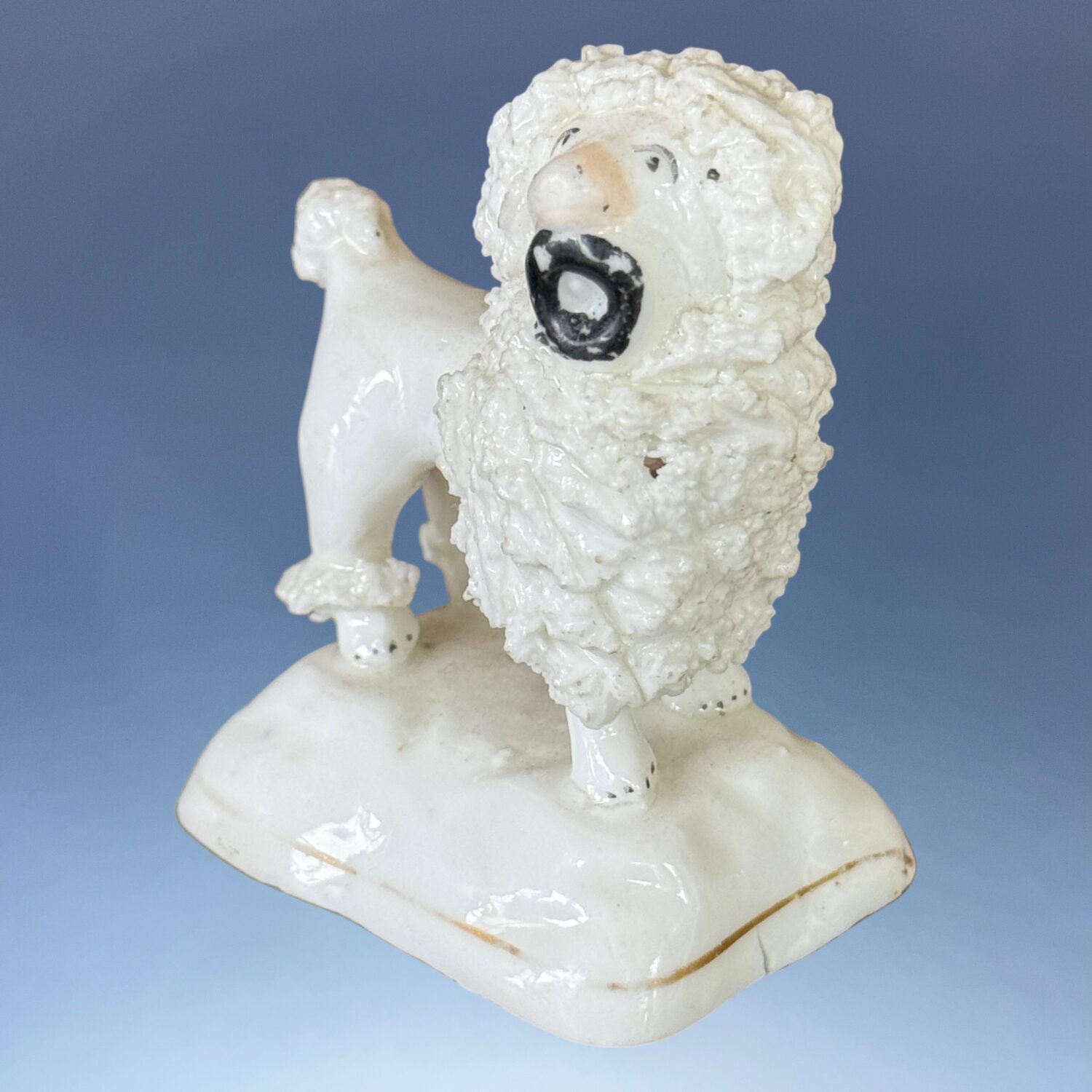 C19th Staffordshire Porcelain ‘Toy’  Poodle Holding a Hat. - Image 2